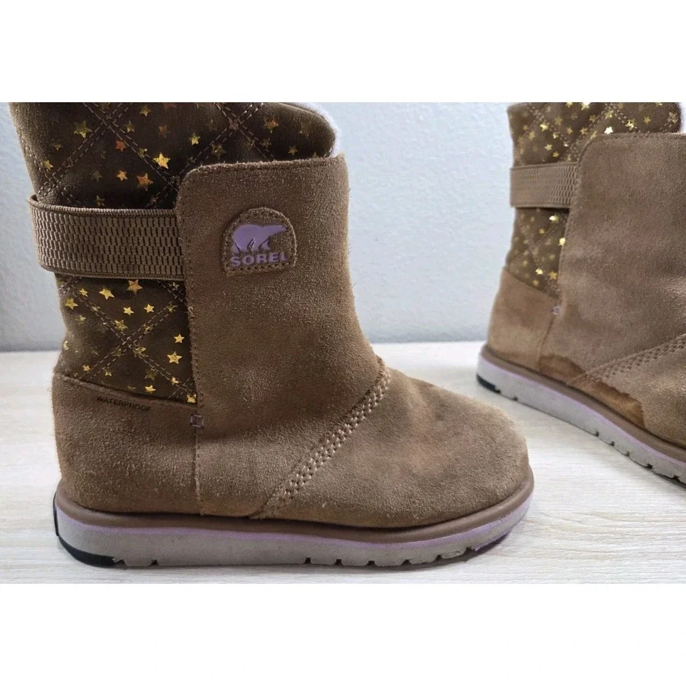 Sorel Whitney II Strap Youth Waterproof Boots‎ Brown Stars US 3